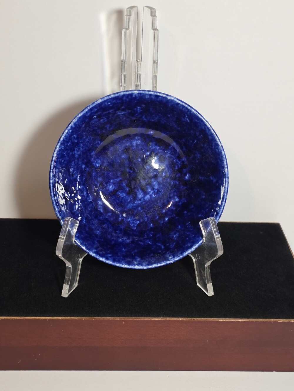 Vintage Stangl Pottery Blue Sponge Bowl Caughley Hand Painted Cobalt 6.5" Dish